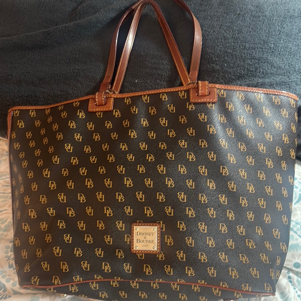 Dooney & Bourke Black and Brown Logo Tote